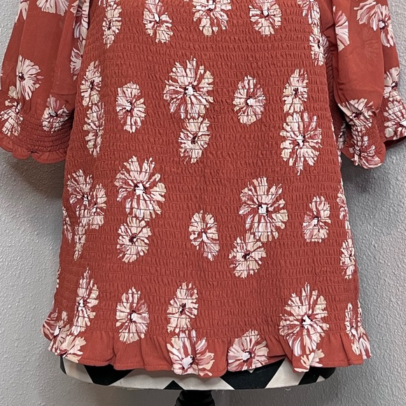 Madewell Georgette Lucie Sz XL Boho Smocked Floral Bloomcore Puff Sleeve Blouse - Picture 9 of 13